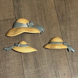 Vintage Burwood Woven Straw Wall Decor with Blue Accents